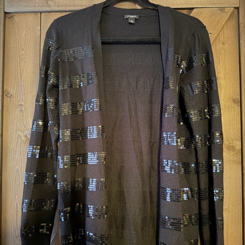 Ann Taylor Black Sequin Cardigan